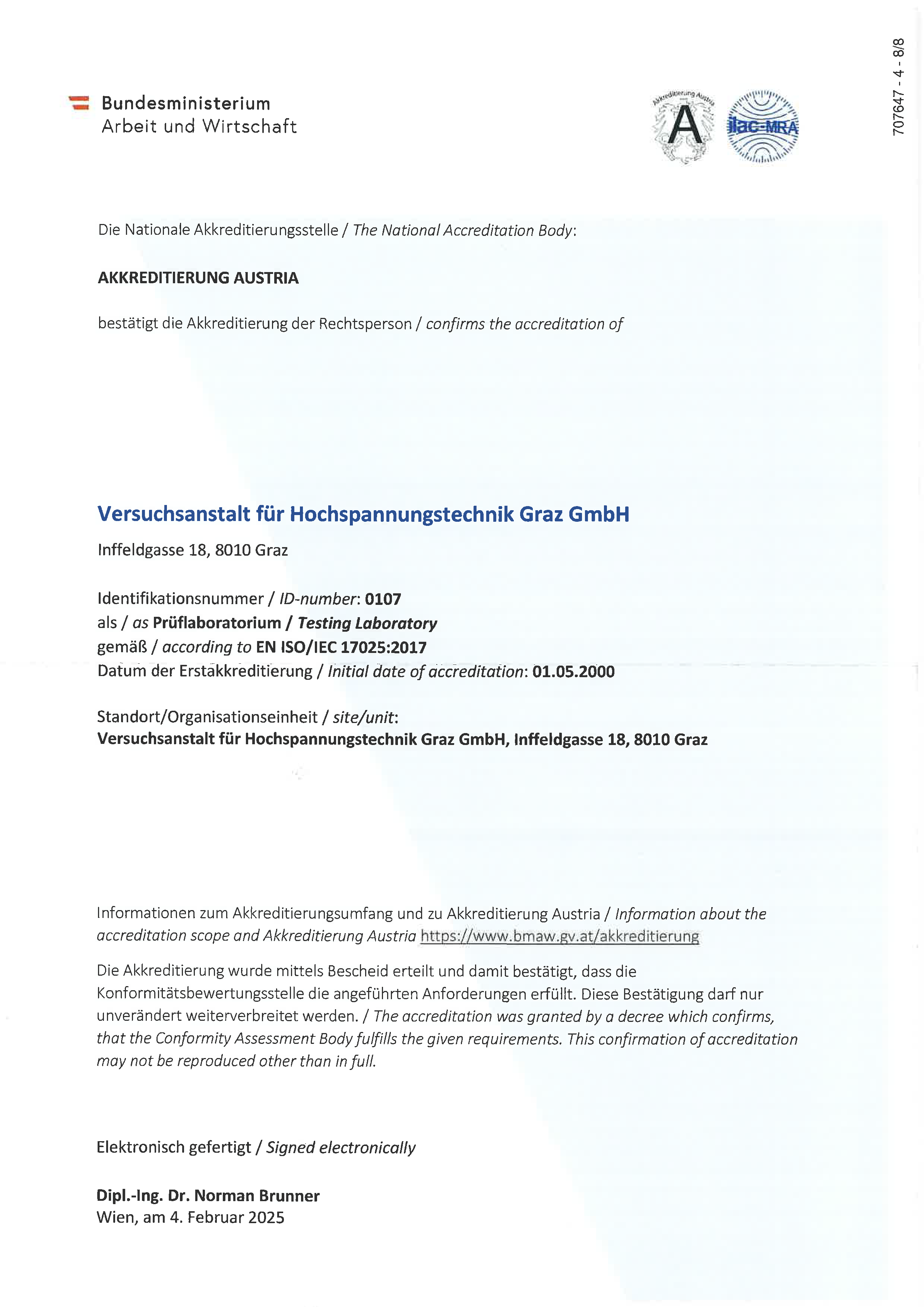 Akkreditierungsurkunde 2025